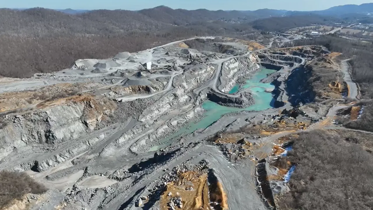 Haul truck and loader at the Bluefield quarry